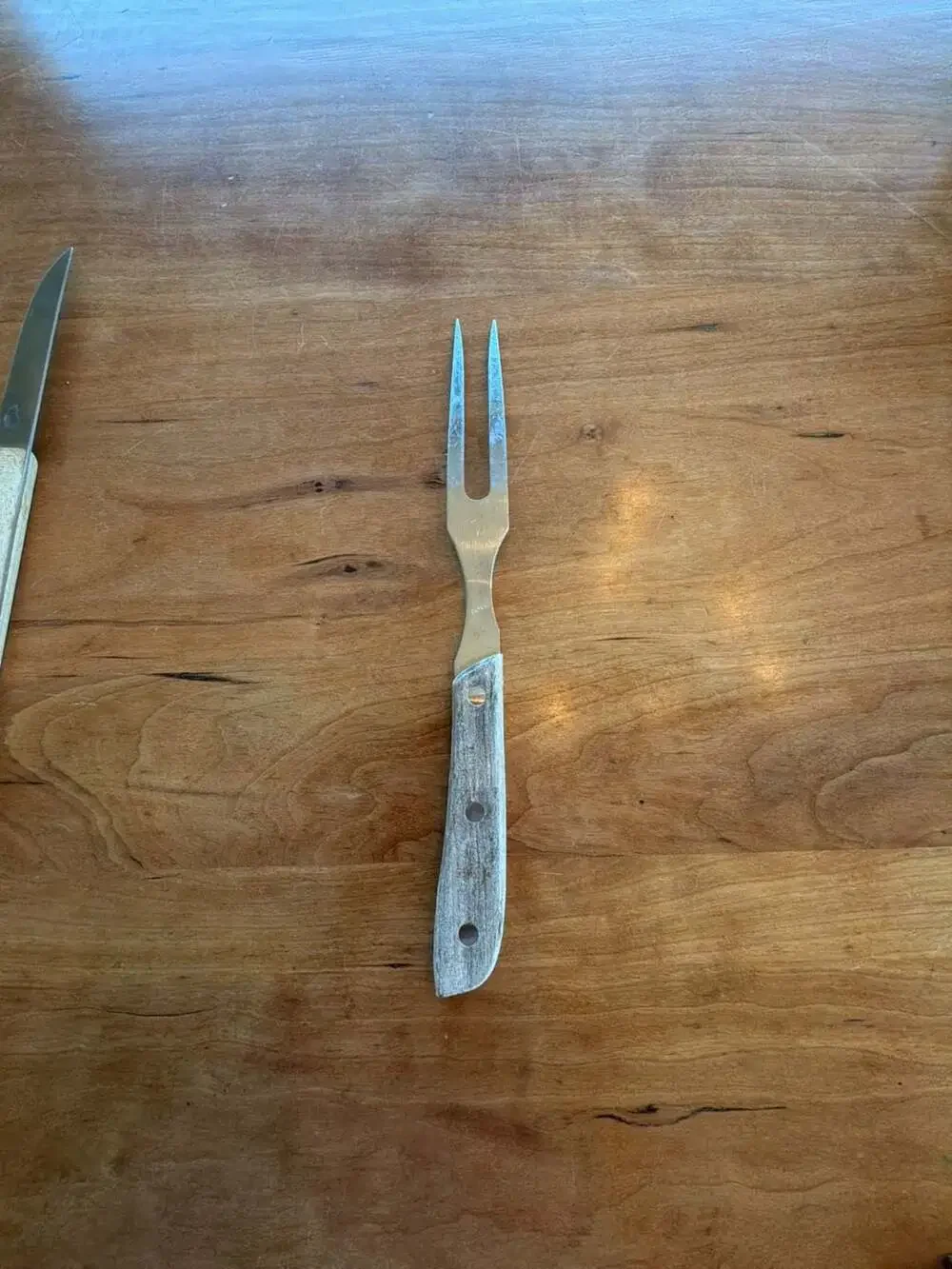 Vintage Kitchen Delite Stainless‎ Steel Meat Carving Fork with Wood Handle